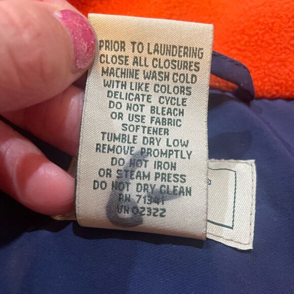 LL Bean Vest Fleece Lined Navy and Orange Womens Size Medium - Picture 10 of 12